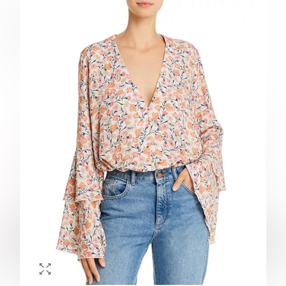 BNWT Free People She's Dainty Floral-Print Bodysuit